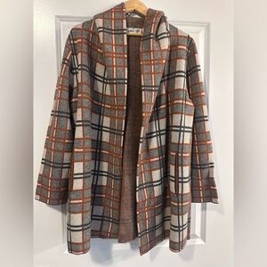 Anthropologie Multicolor Plaid Trench Coat